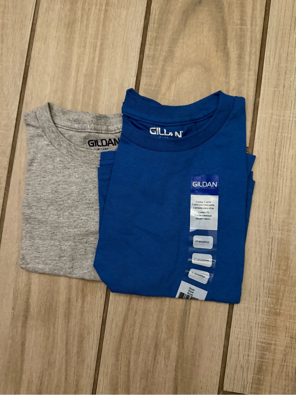 Gildan Kids Crew Neck T-Shirts - Blue & Heather Gray